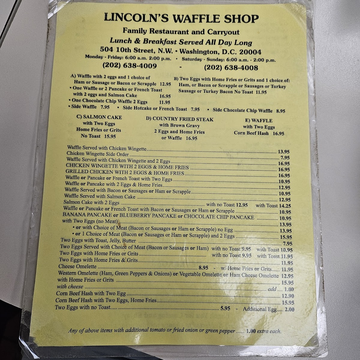 Menu Lincoln's Waffle Shop-3