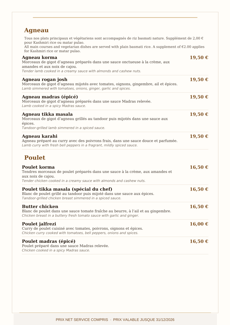 Menu L’Inde Gastronomie Indienne-4