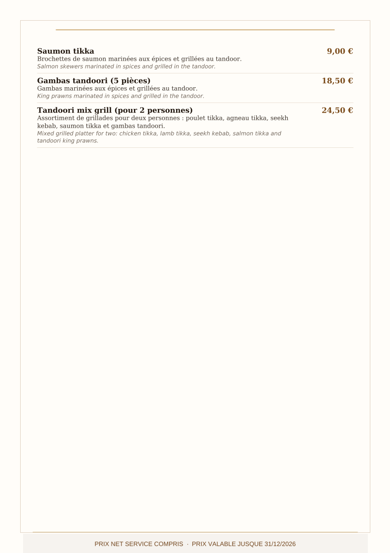 Menu L’Inde Gastronomie Indienne-9