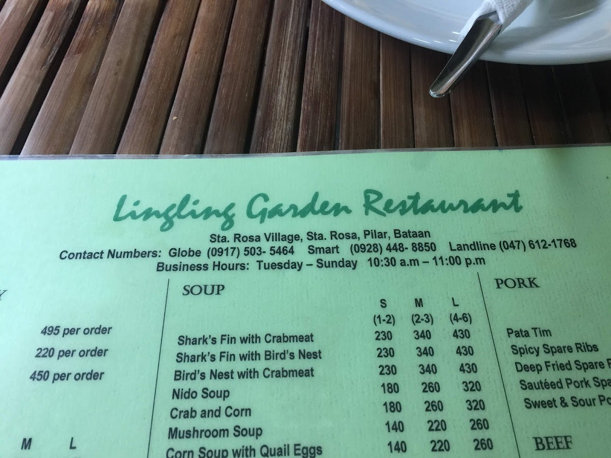 Menu Lingling Garden Restaurant-1
