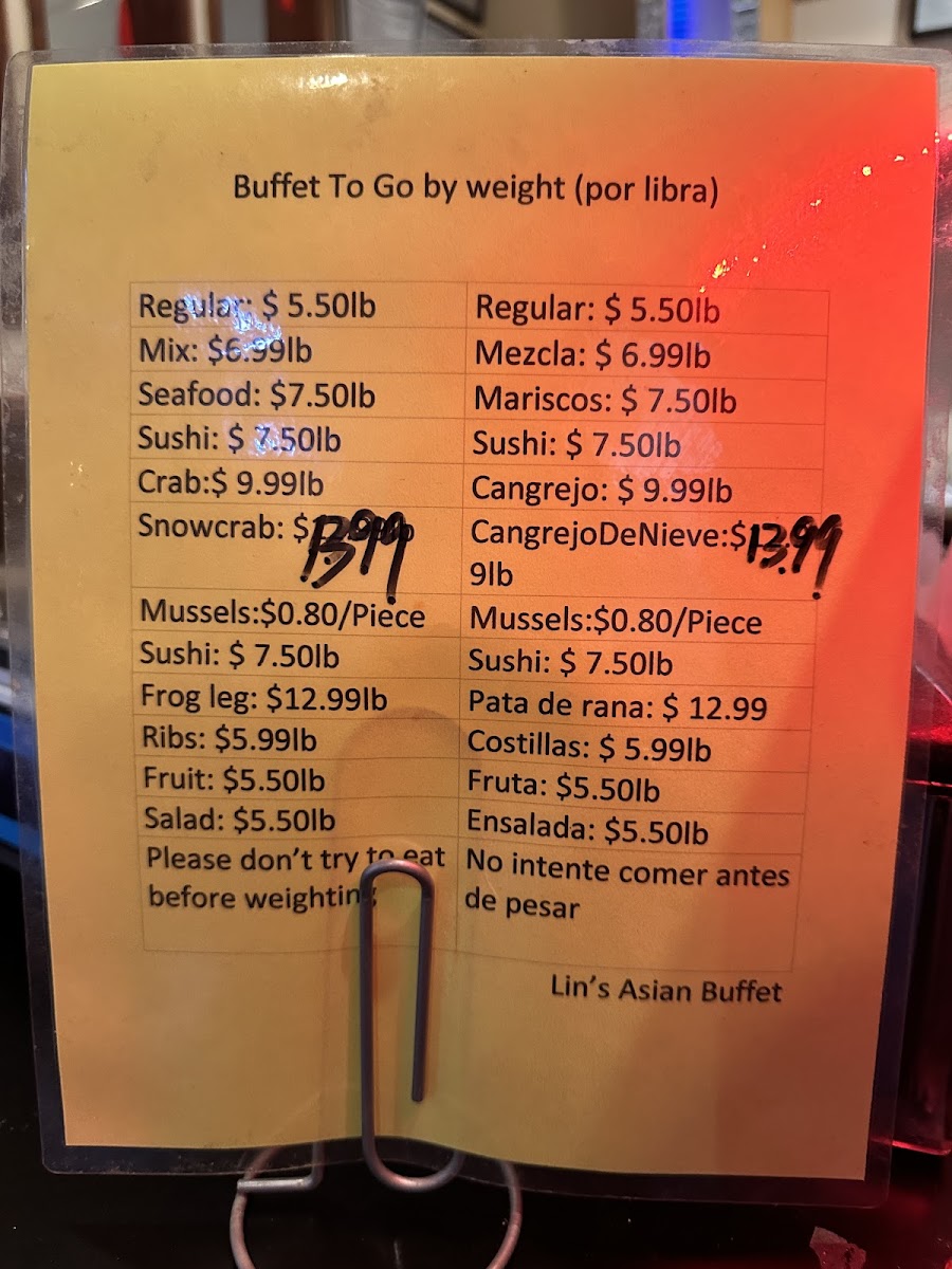 Menu Lin's Asian Buffet-1