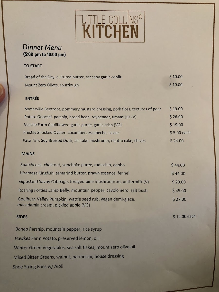 Menu Little Collins St Kitchen Restaurant & Bar-2