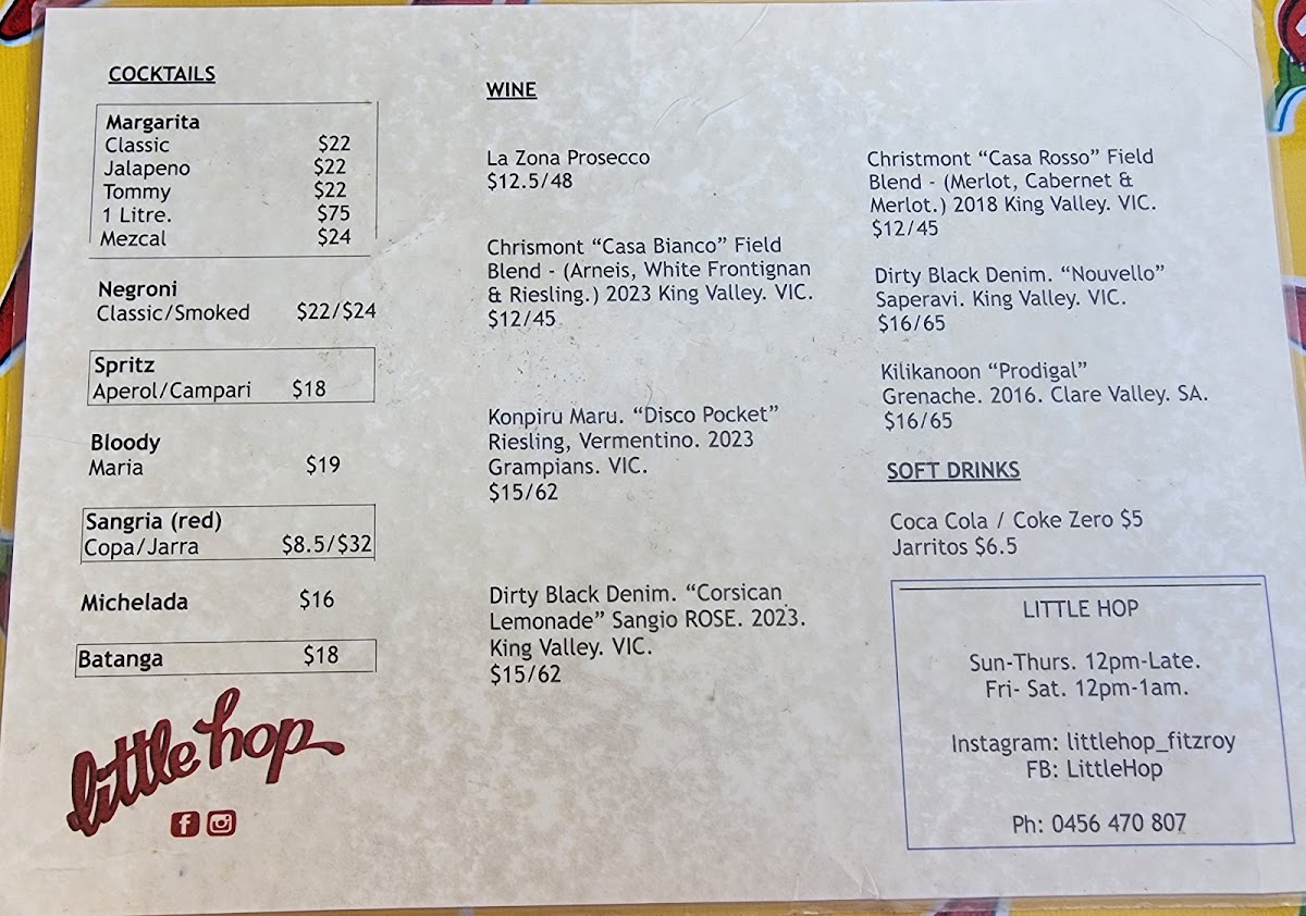 Menu Little Hop-1