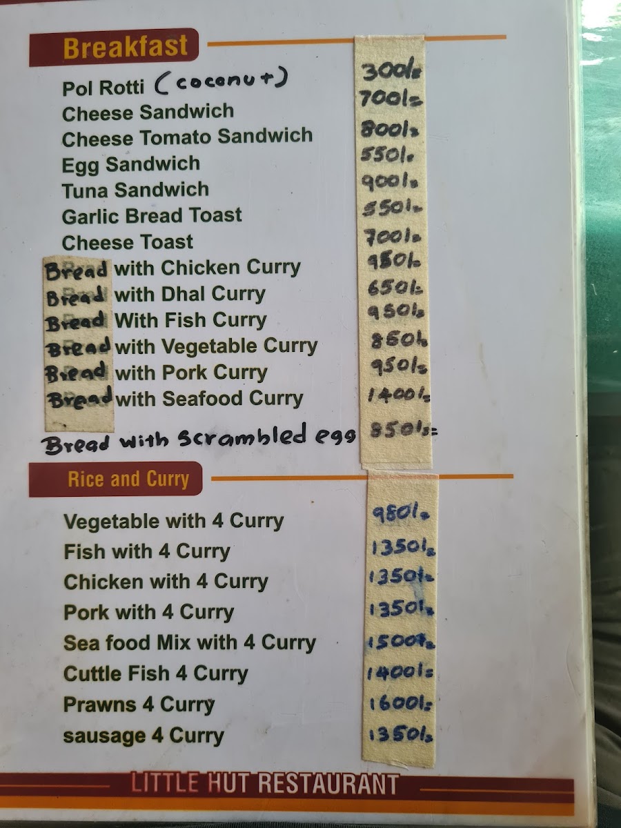 Menu Little Hut Sigiriya-9
