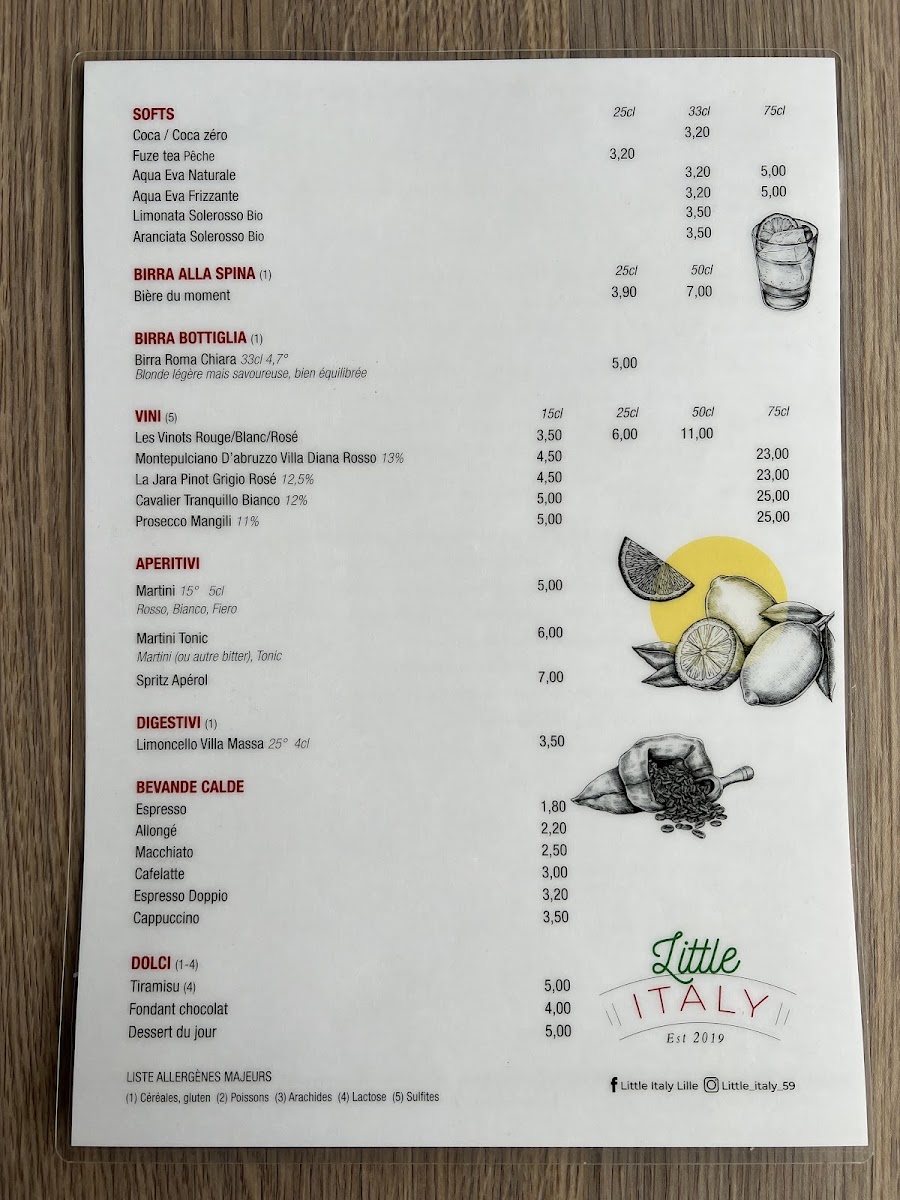 Menu Little Italy - Pizzeria Saint-André-Lez-Lille-4