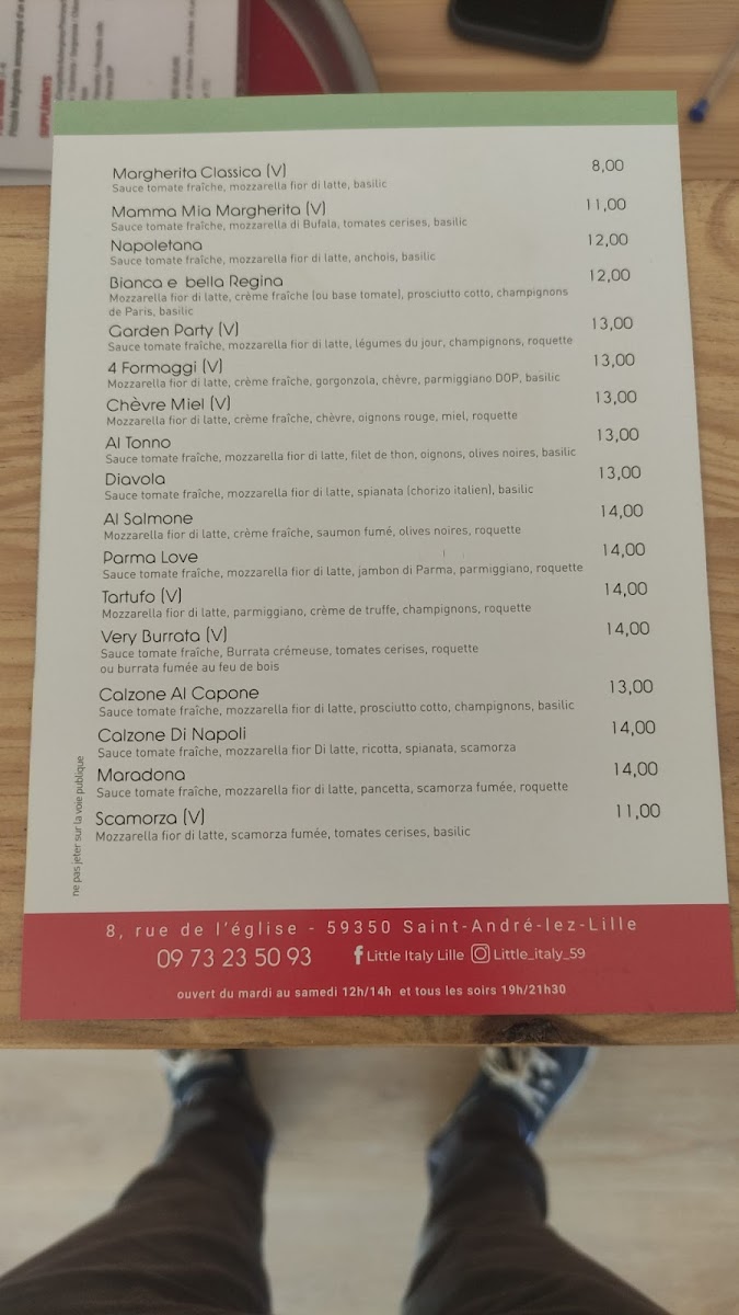Menu Little Italy - Pizzeria Saint-André-Lez-Lille-7