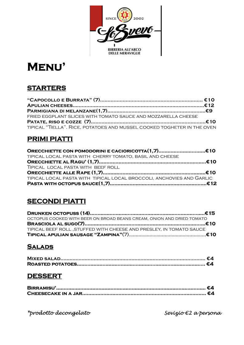 Menu Lo Svevo - Birra E Cucina-1