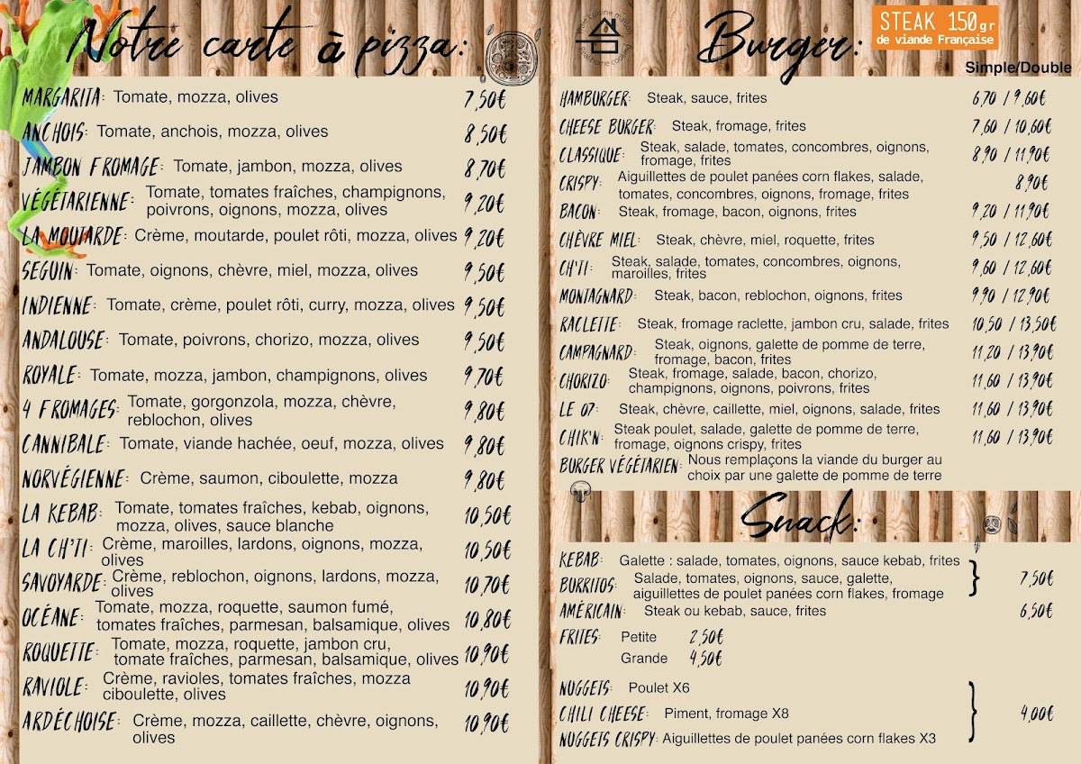 Menu L'oasis Pizza Snack-1