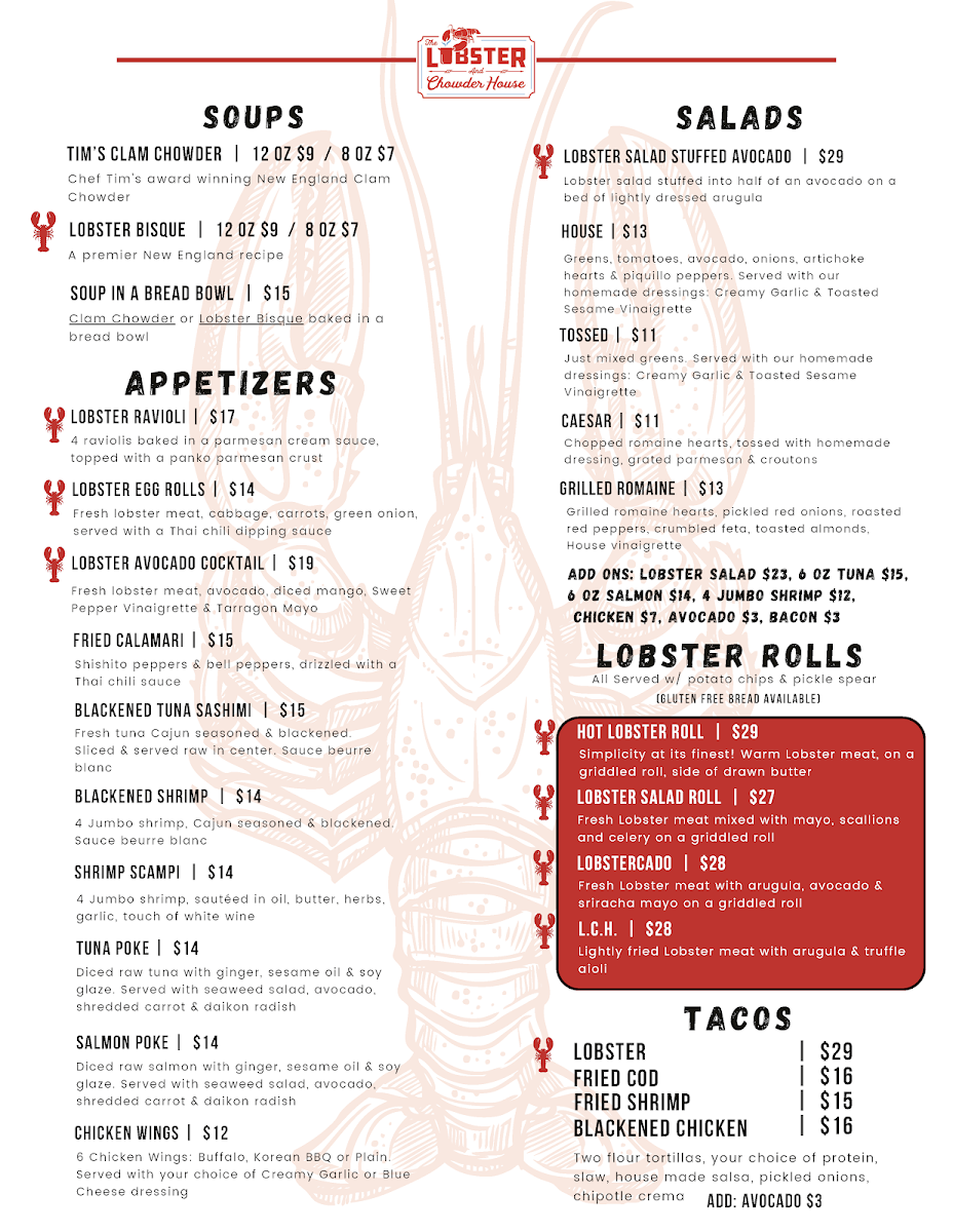 Menu Lobster & Chowder House-1