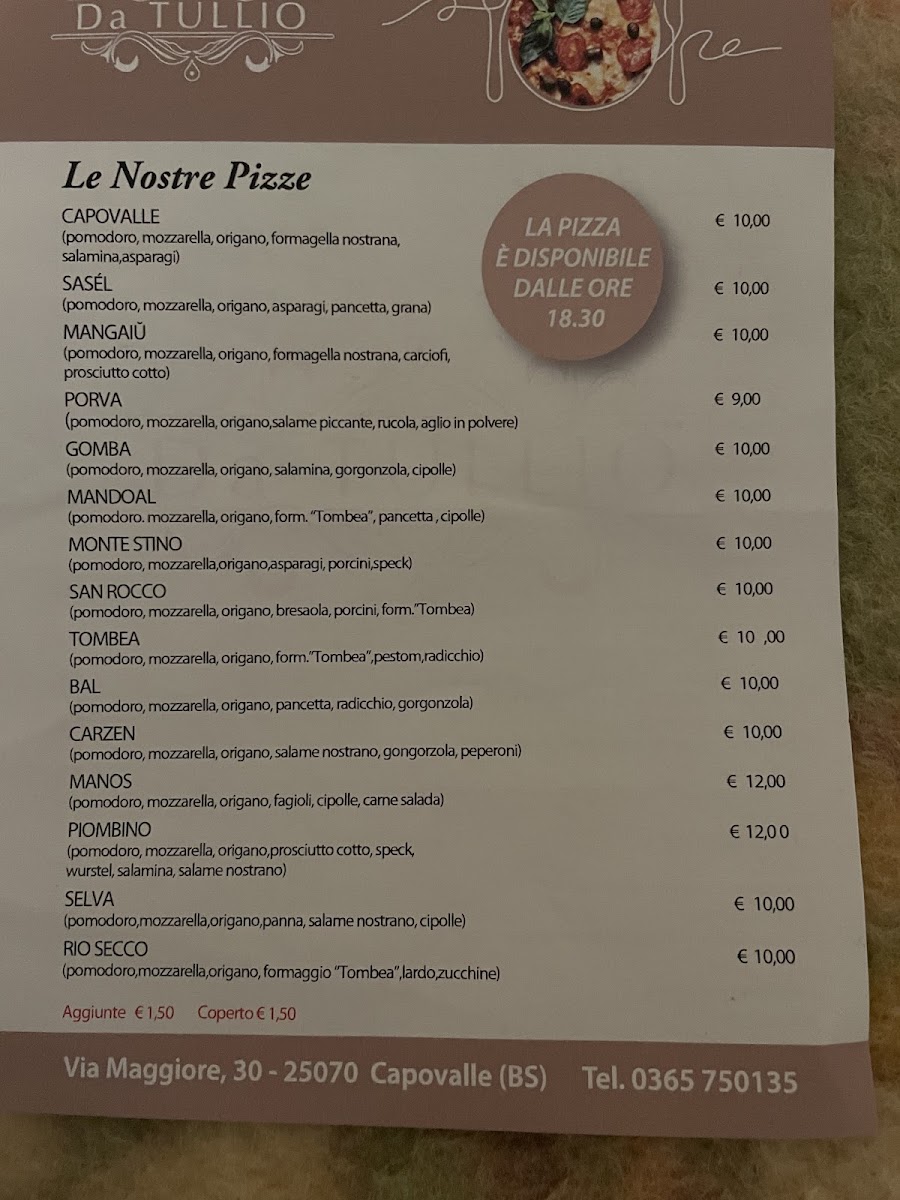 Menu Locanda 'da Tullio'-1