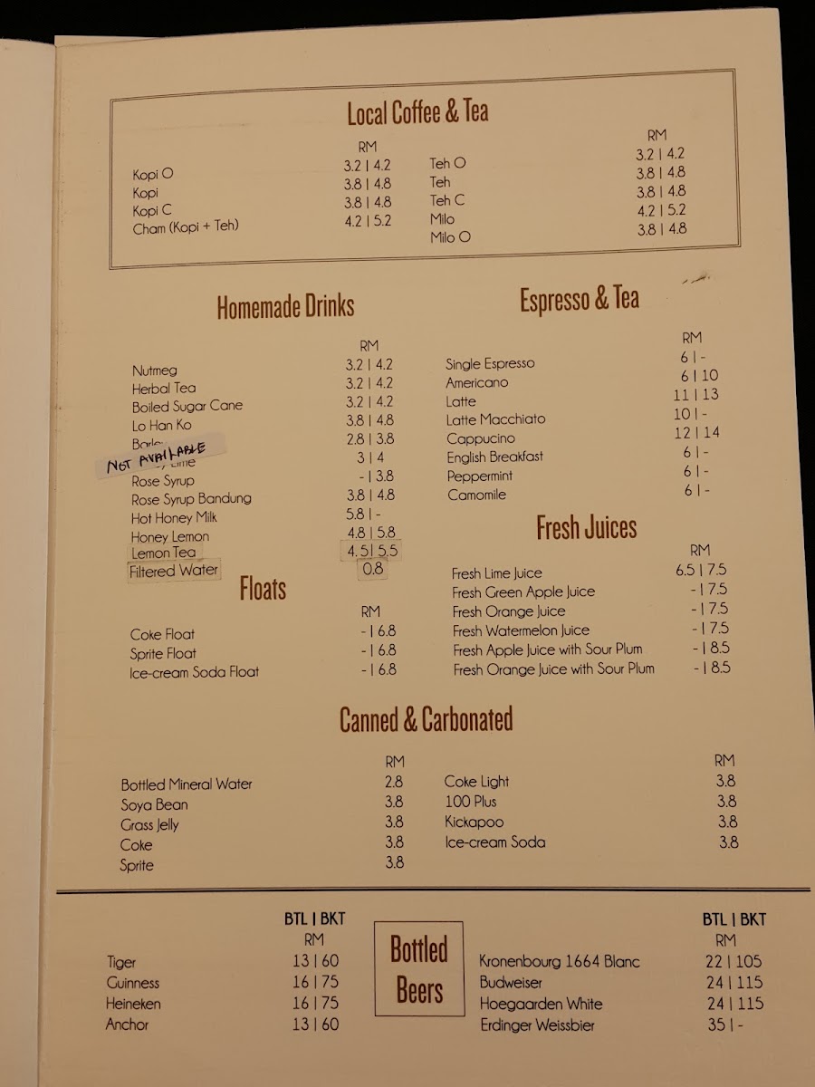 Menu Loke Thye Kee Cafe Restaurant Bar-1