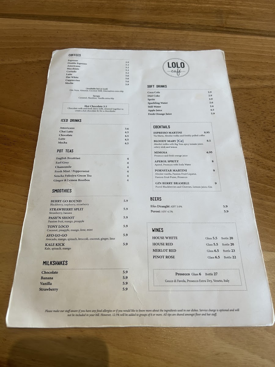 Menu Lolo Cafe & Bistro ( Breakfast, Coffee, Lunch, Stevenage)-3