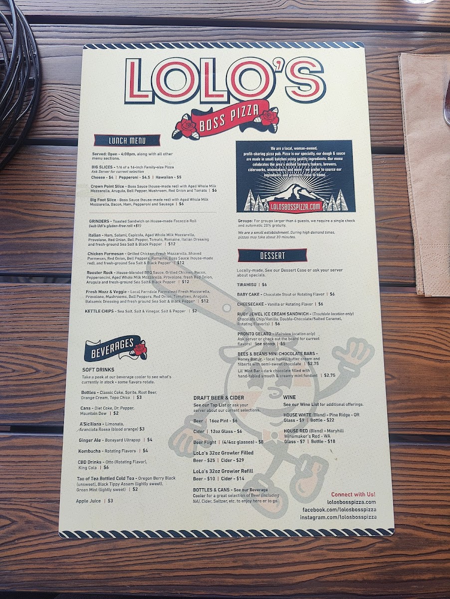 Menu Lolo's Boss Pizza - Troutdale-4