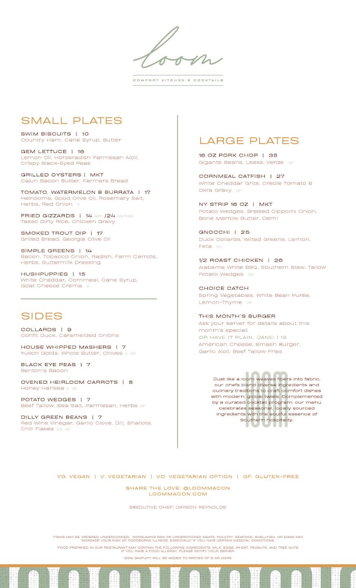 Menu Loom Comfort Kitchen & Cocktails-1