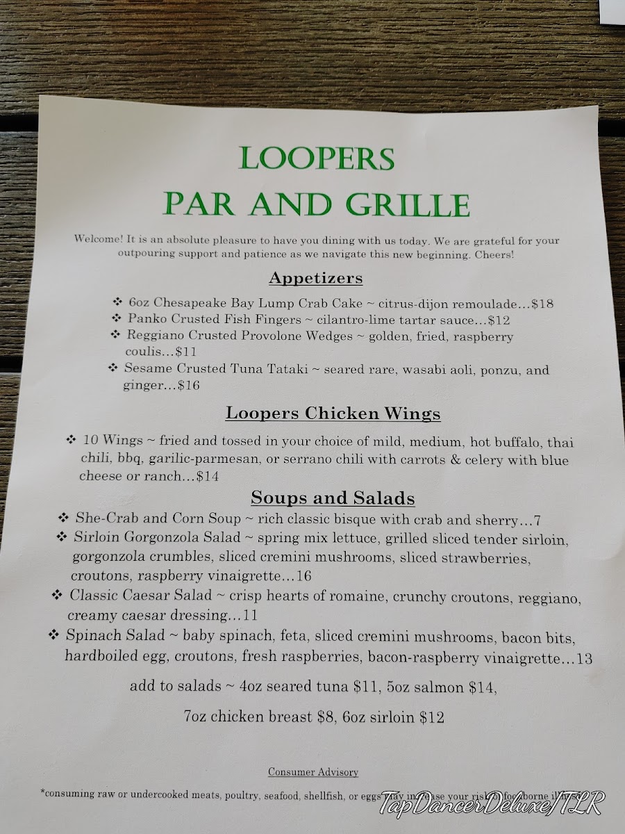 Menu Loopers Par & Grille-4
