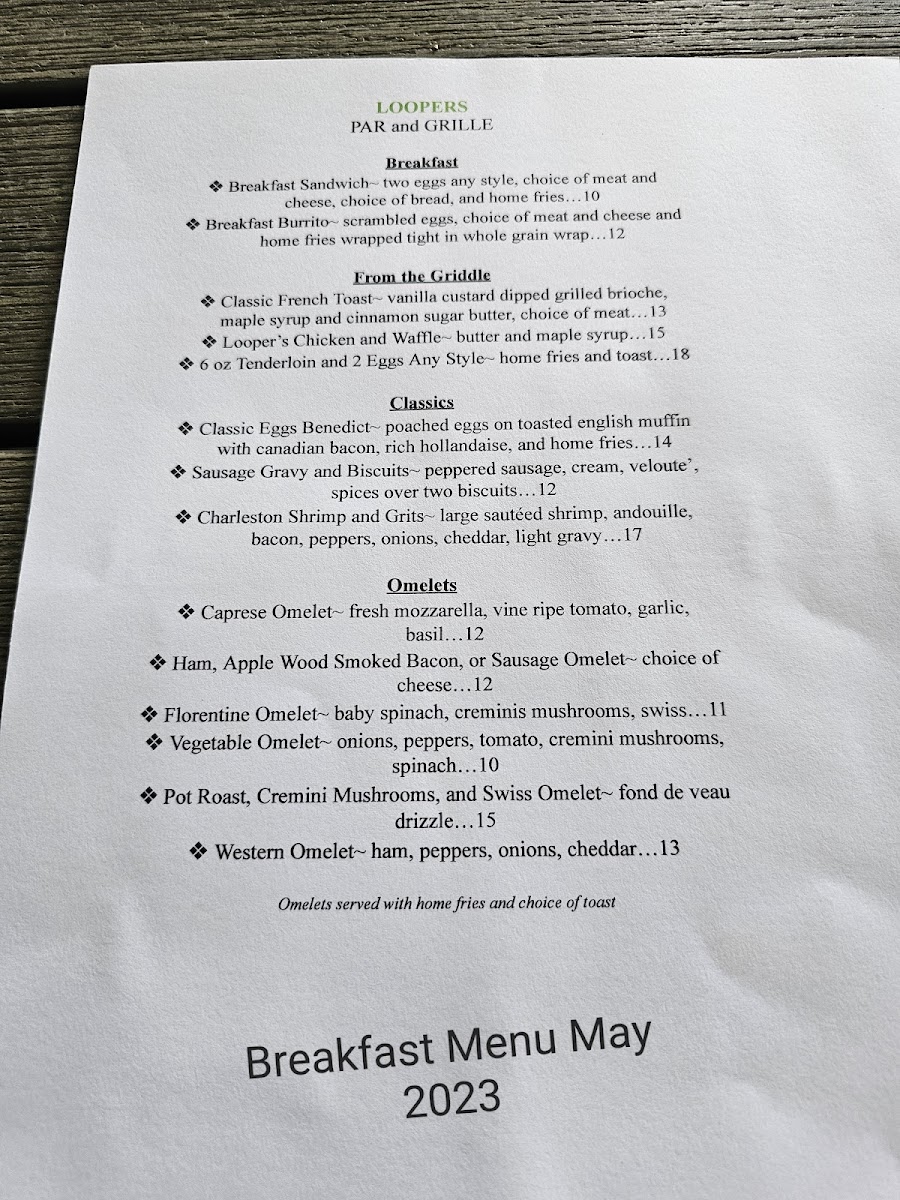 Menu Loopers Par & Grille-5