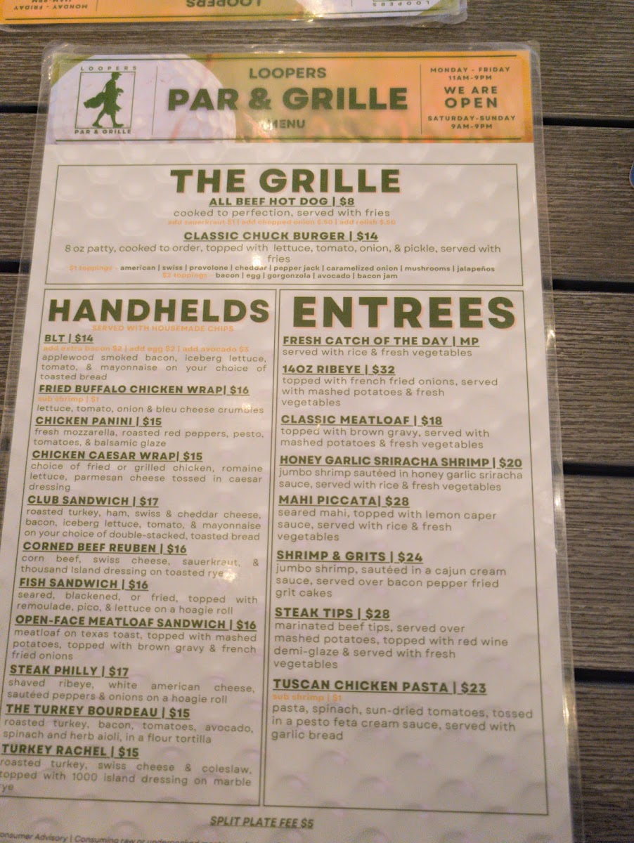Menu Loopers Par & Grille-6