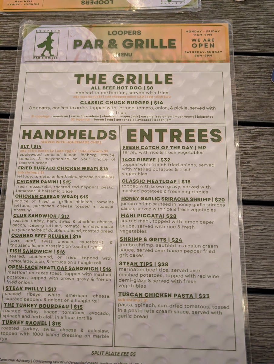 Menu Loopers Par & Grille-9