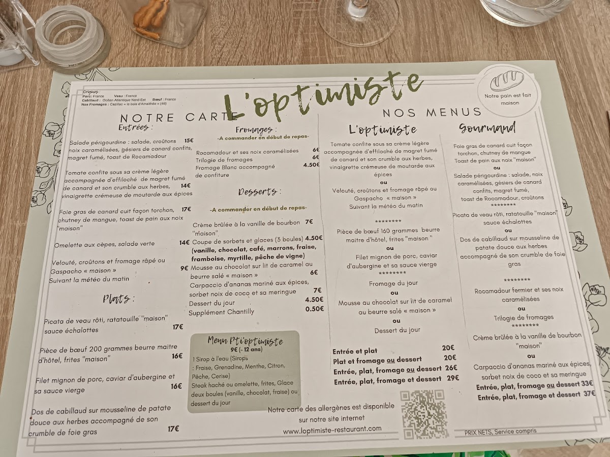 Menu L'optimiste-1