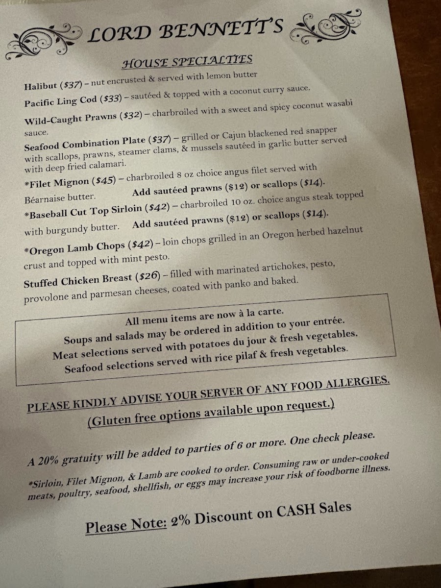 Menu Lord Bennett's-1