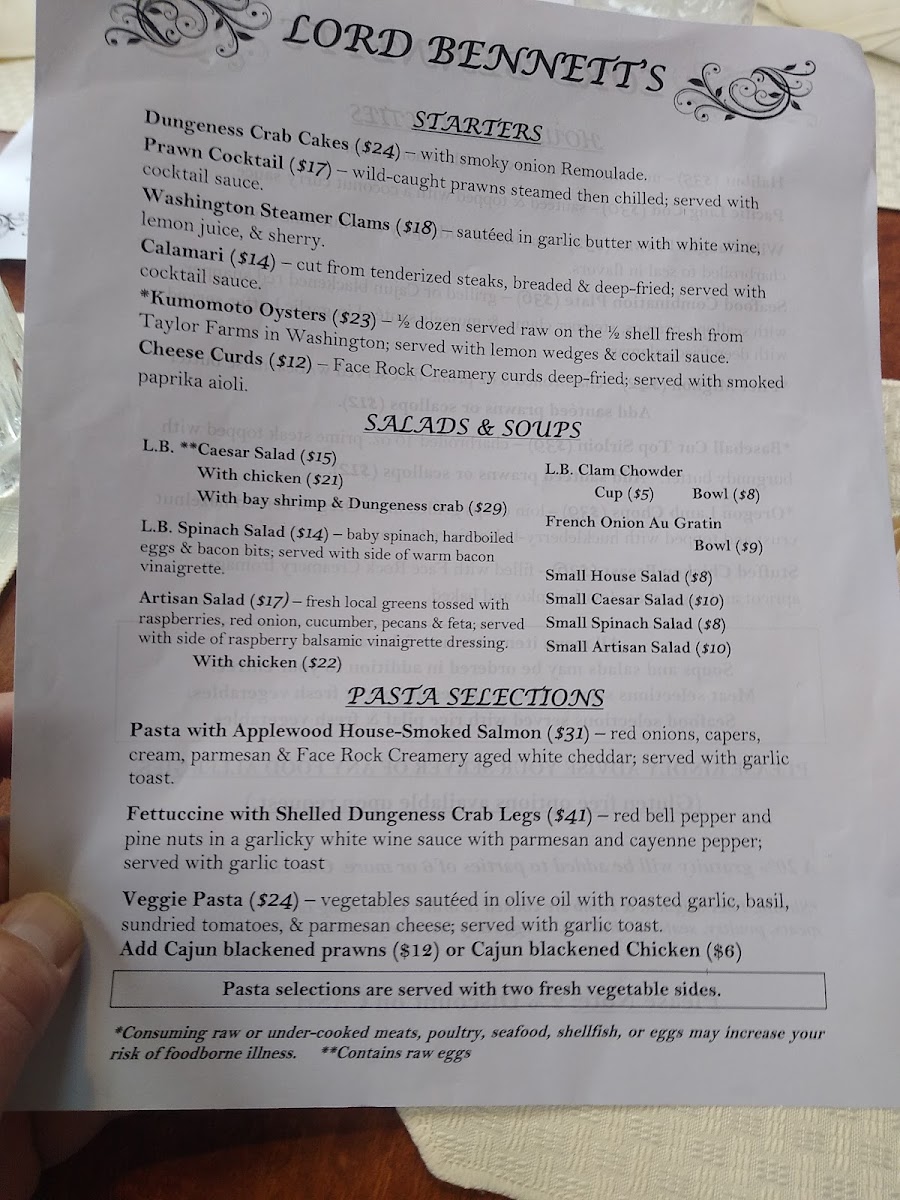 Menu Lord Bennett's-3