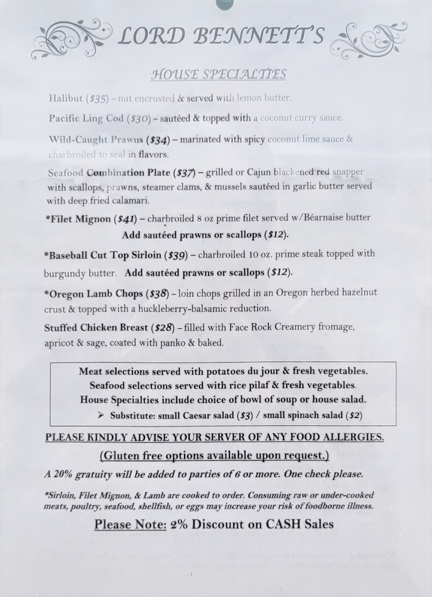 Menu Lord Bennett's-4