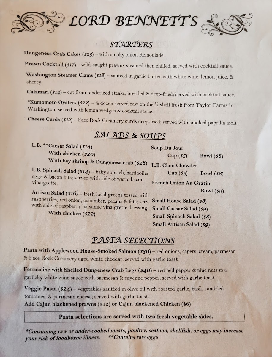 Menu Lord Bennett's-8