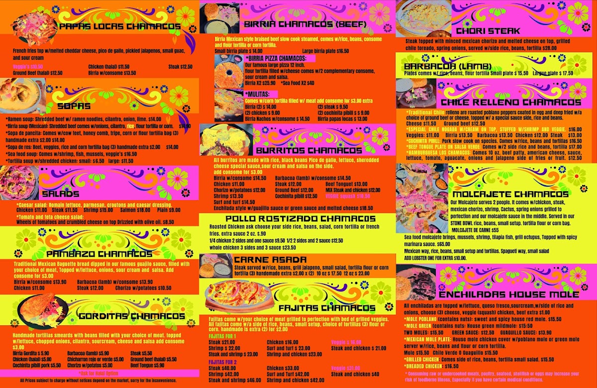 Menu Los Chamacos Mexican Restaurant-1