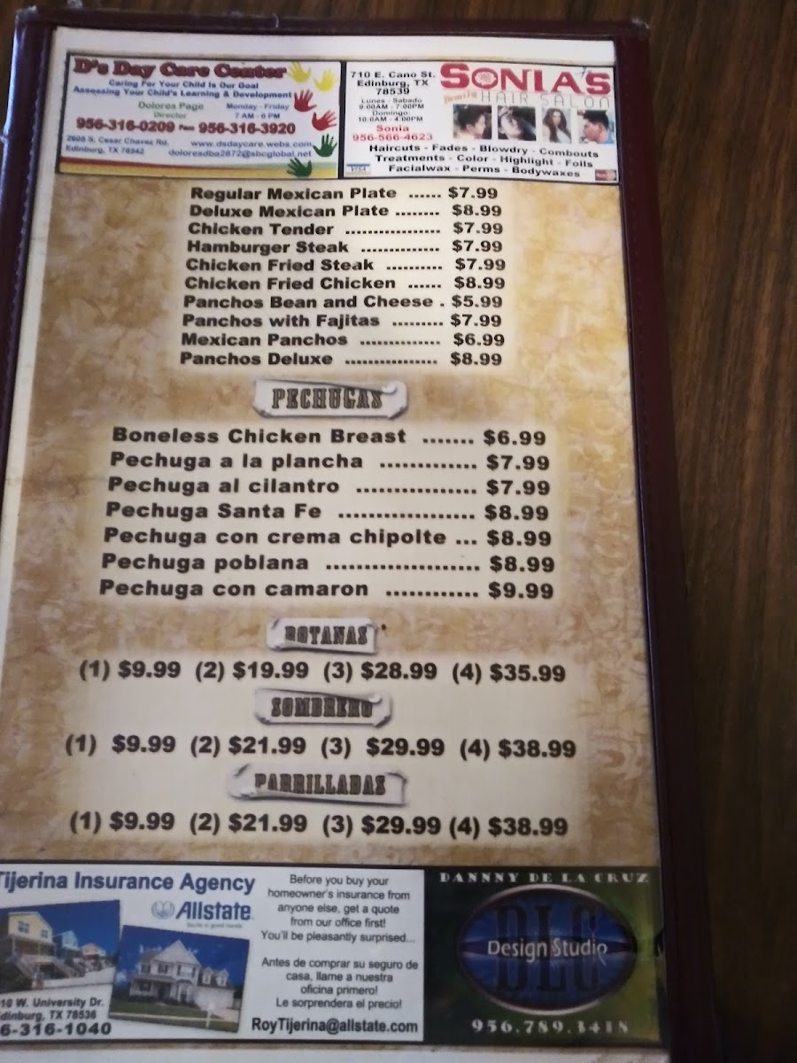 Menu Los Compadres Mexican Restaurant-1