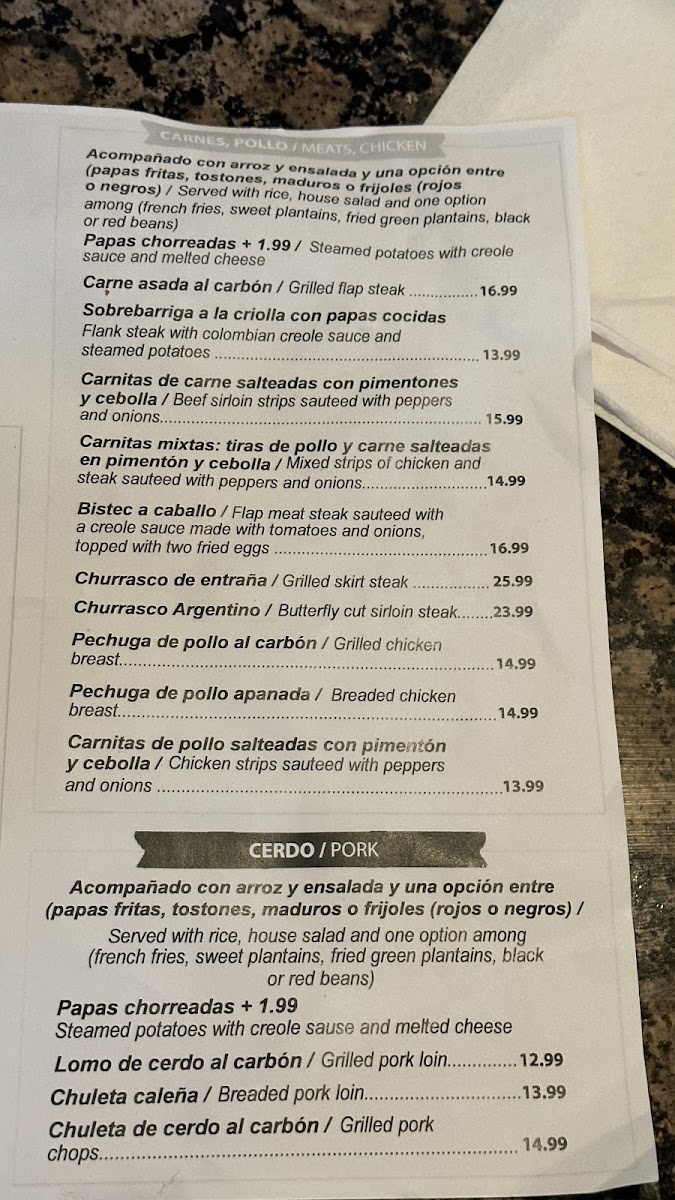 Menu Los Frijolitos Colombian Restaurant-4