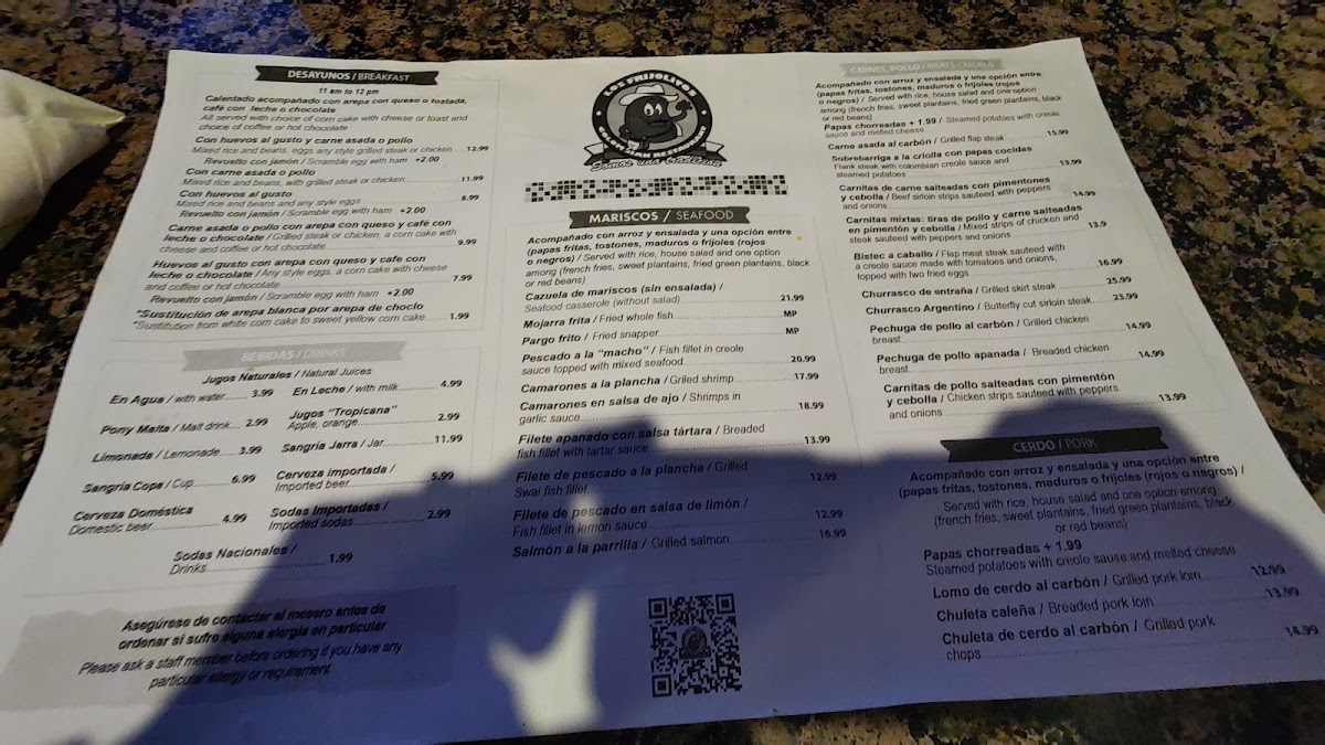 Menu Los Frijolitos Colombian Restaurant-6