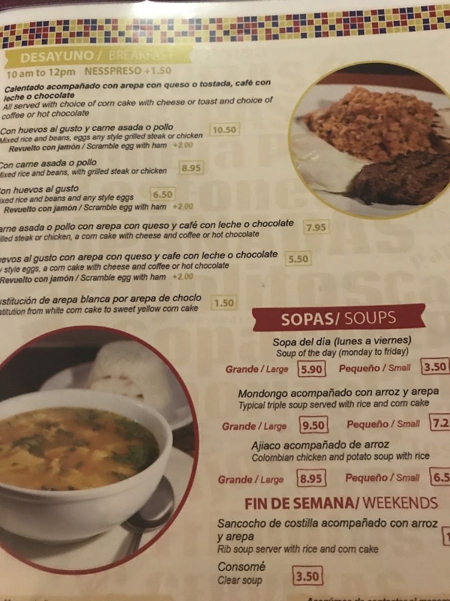 Menu Los Frijolitos Colombian Restaurant-8