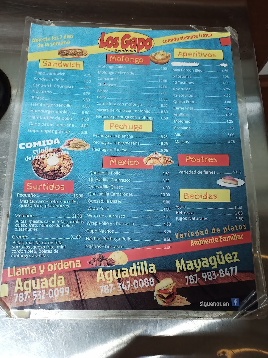 Menu Los Gapo Sandwiches-1