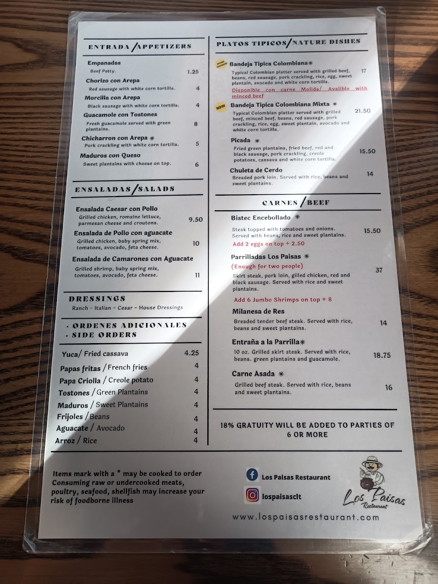 Menu Los Paisas Restaurant-10