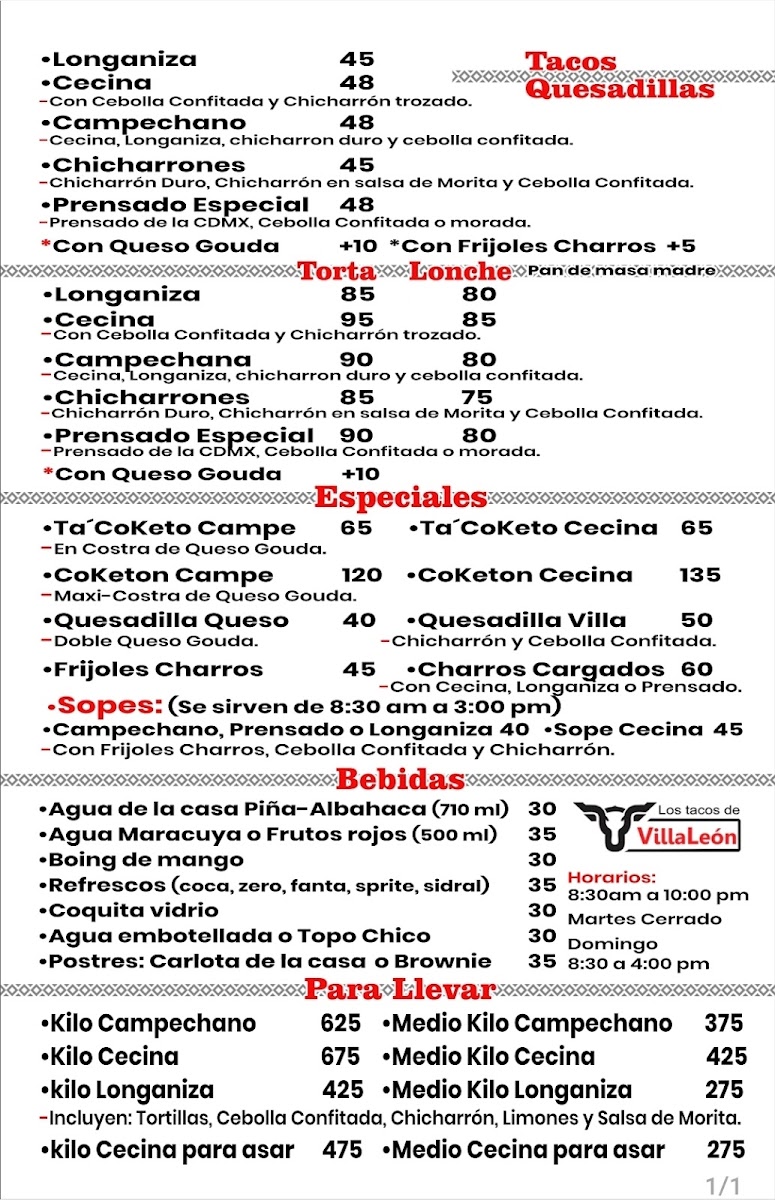 Menu Los Tacos De Villaleón-1