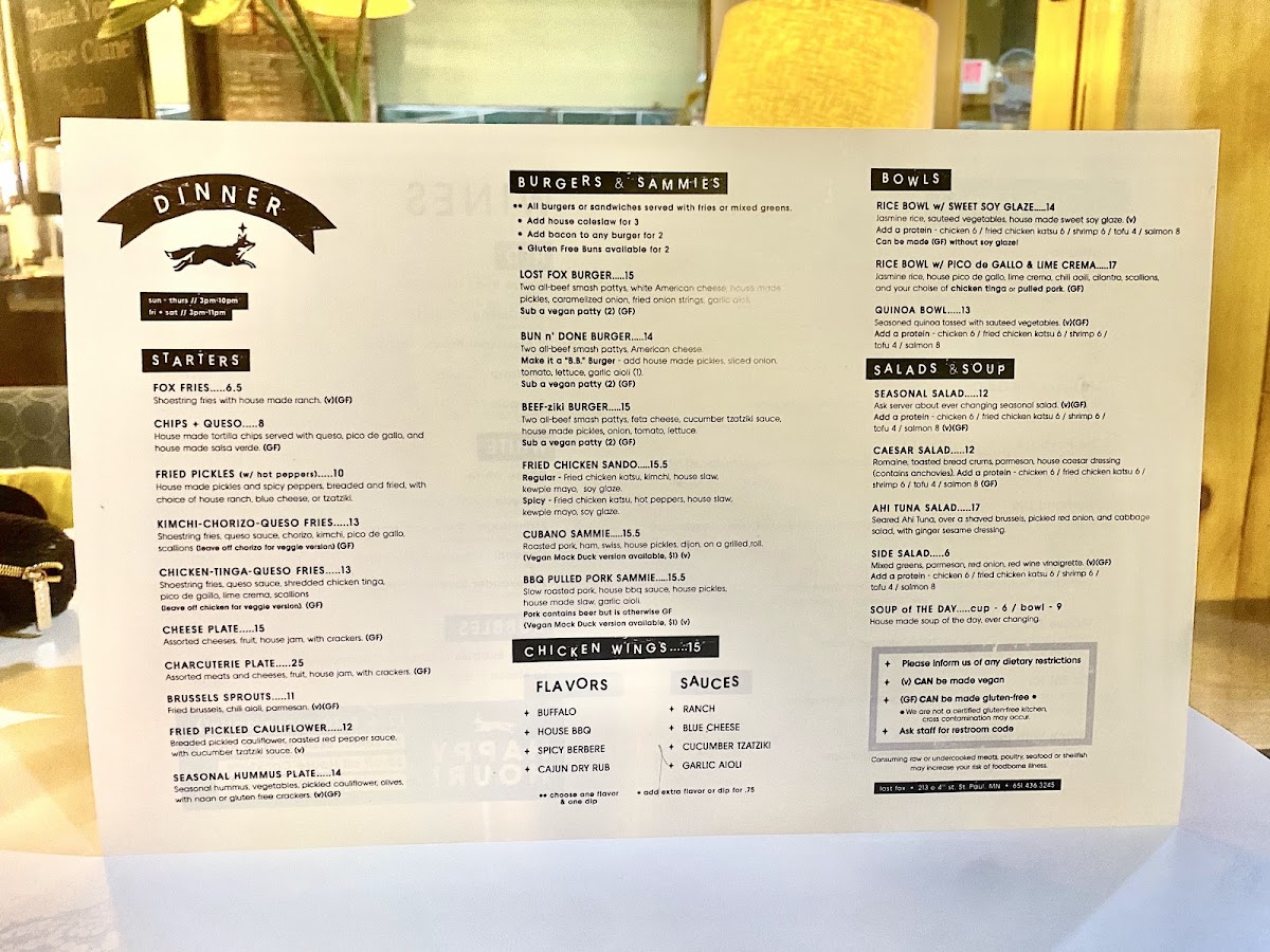 Menu Lost Fox-8