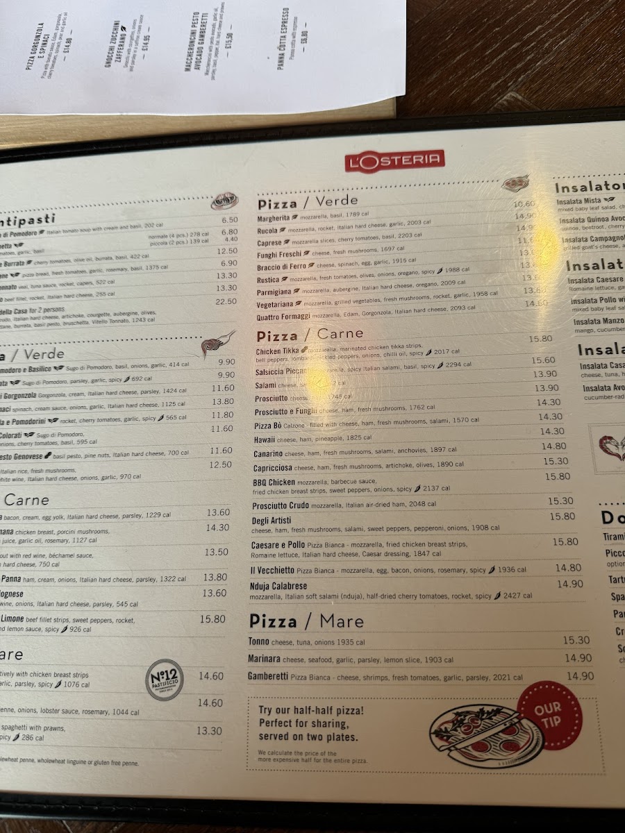 Menu L'osteria Southampton-1