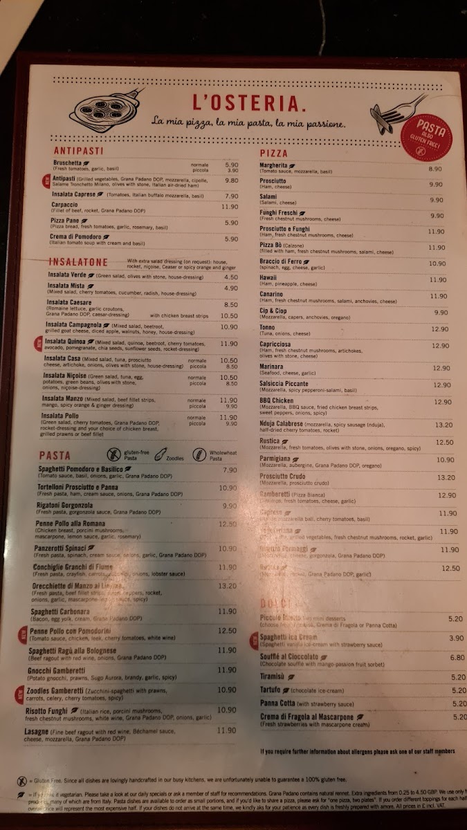 Menu L'osteria Southampton-10
