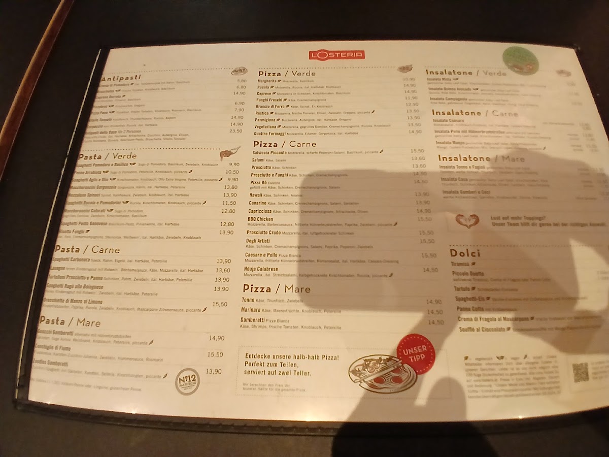 Menu L'osteria Wien Bräunerstraße-10