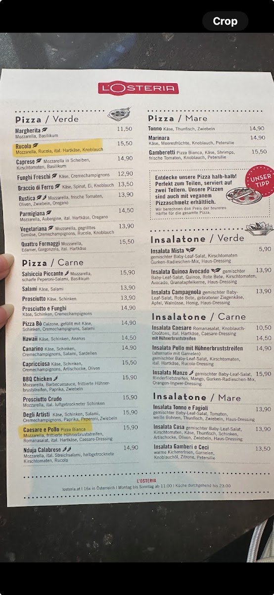 Menu L'osteria Wien Bräunerstraße-5