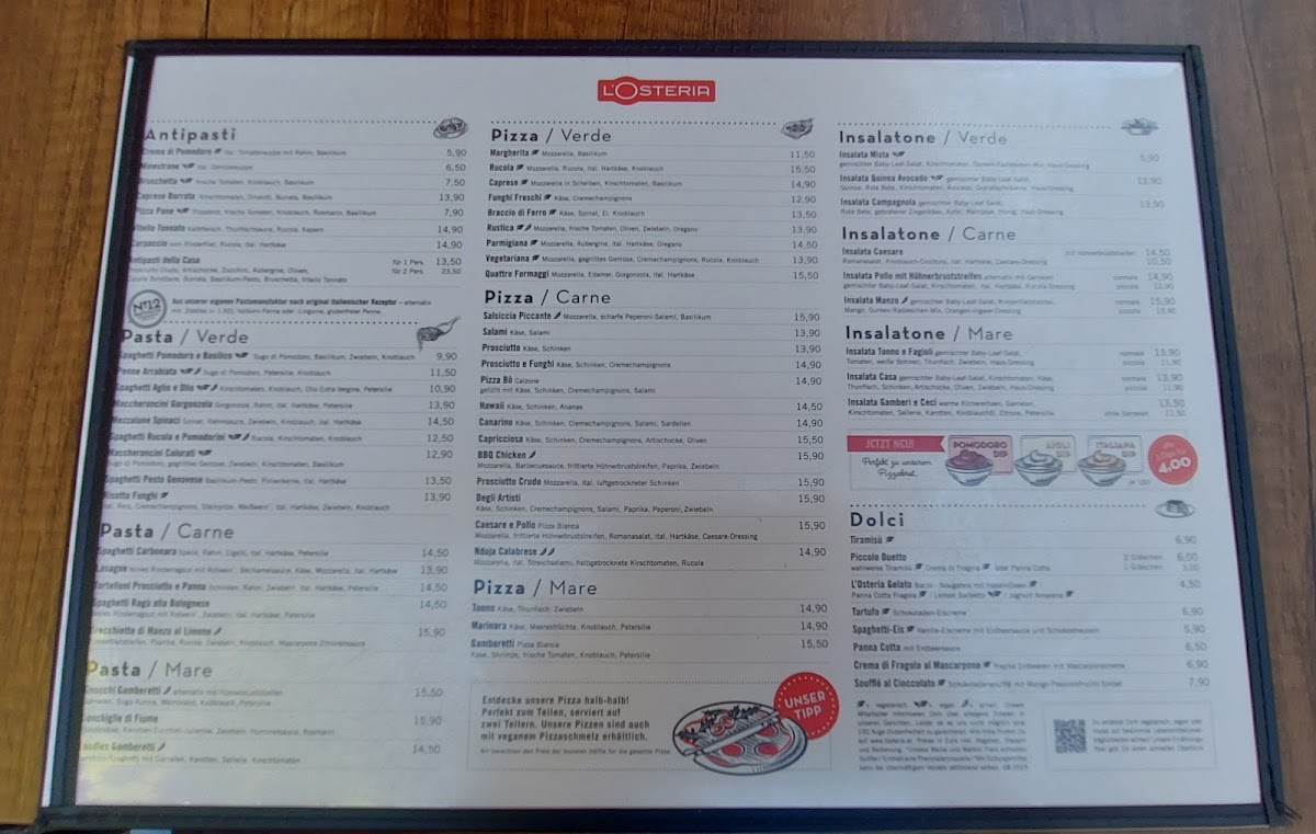 Menu L'osteria Wien Bräunerstraße-9