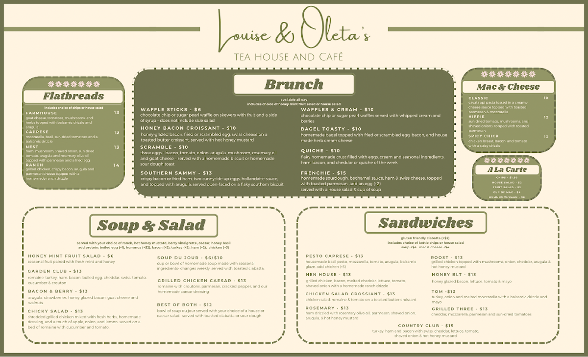 Menu Louise & Oleta's Tea House And Cafe-2