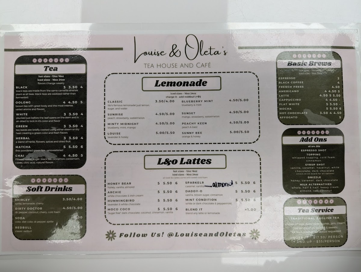 Menu Louise & Oleta's Tea House And Cafe-3