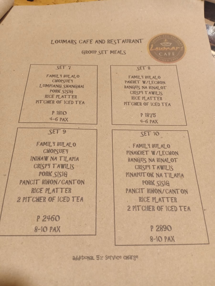 Menu Loumars Cafe & Restaurant - Tagaytay Francisco-1