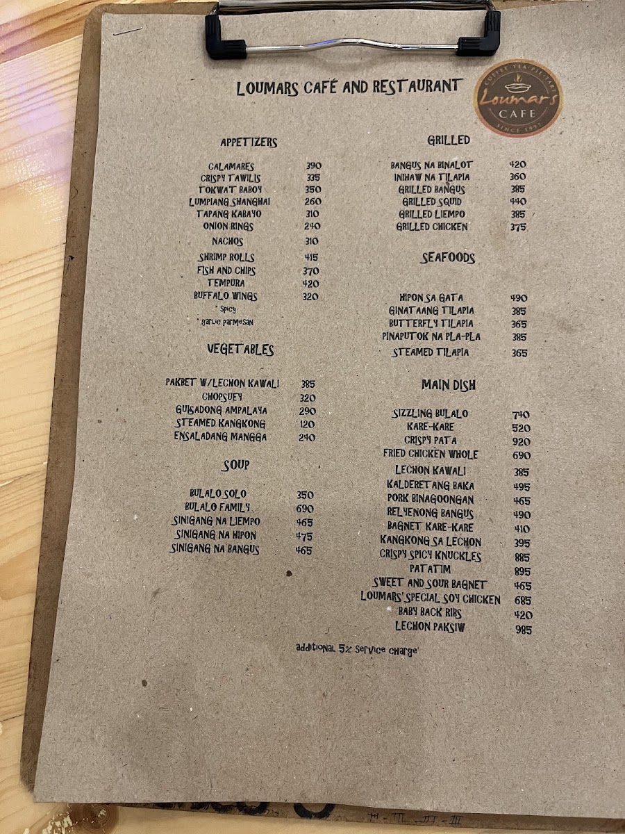 Menu Loumars Cafe & Restaurant - Tagaytay Francisco-3