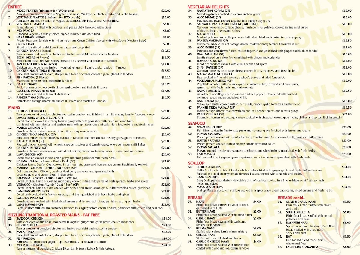 Menu Lovely India Restaurant & Bar-2