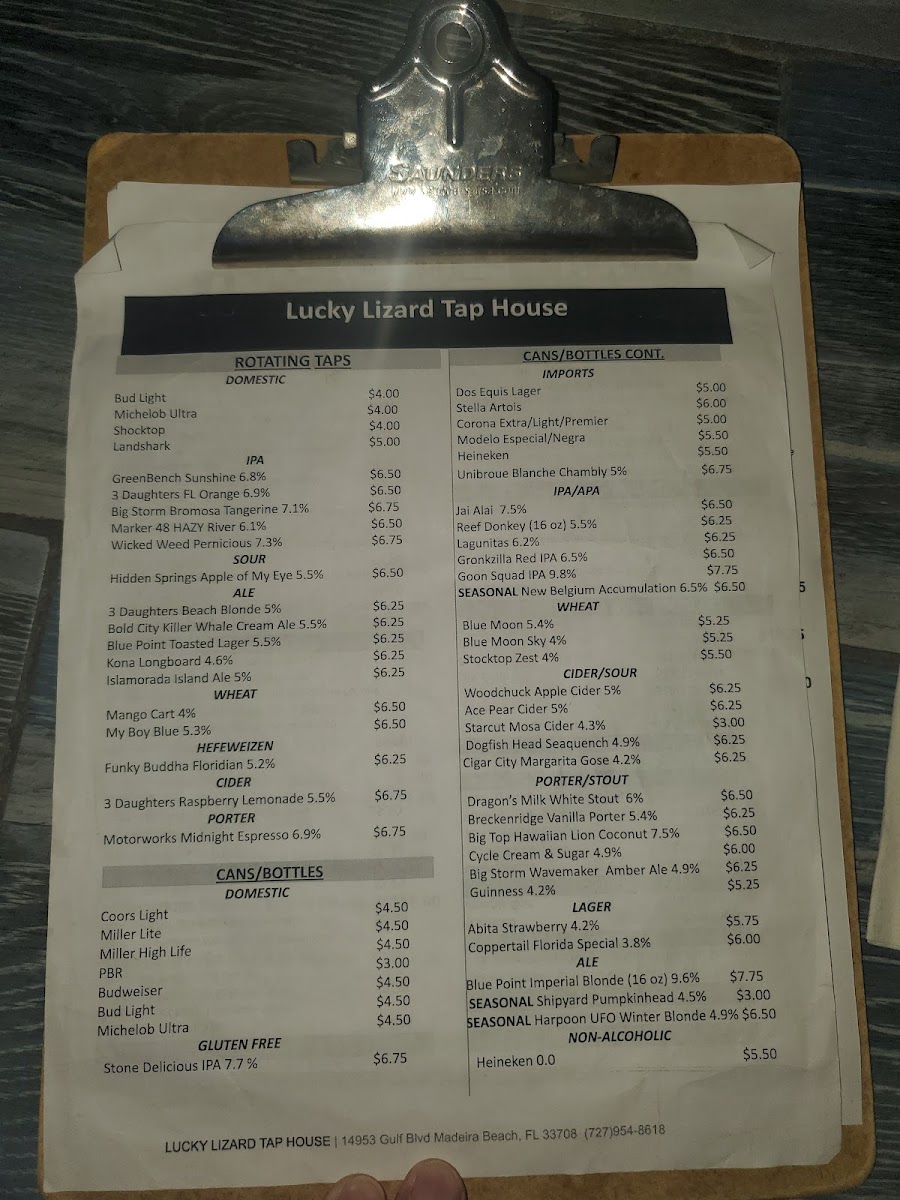 Menu Lucky Lizard Tap House-10