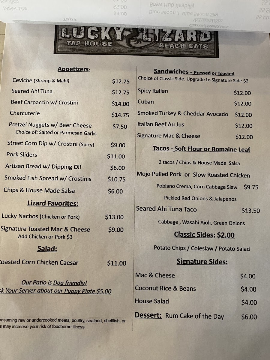 Menu Lucky Lizard Tap House-5
