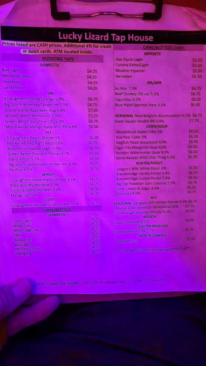 Menu Lucky Lizard Tap House-7