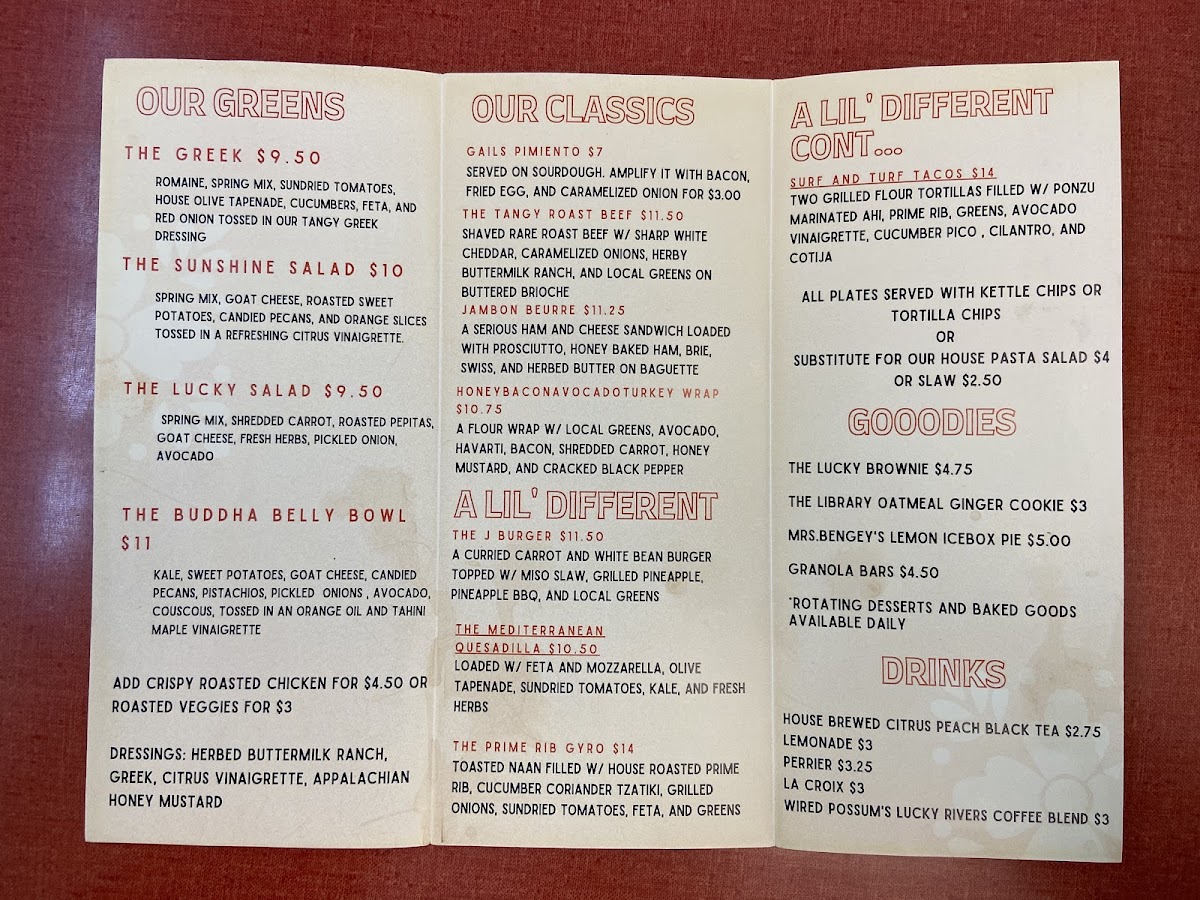 Menu Lucky Rivers Cafe And Catering Llc-7